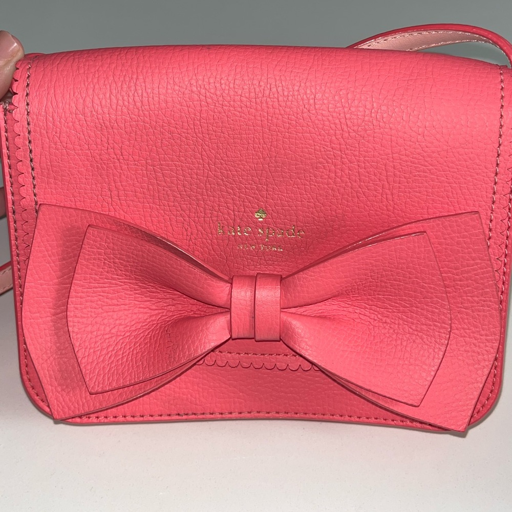 Kate Spade Pink Leather Bow Crossbody Bag – Adjustable Strap